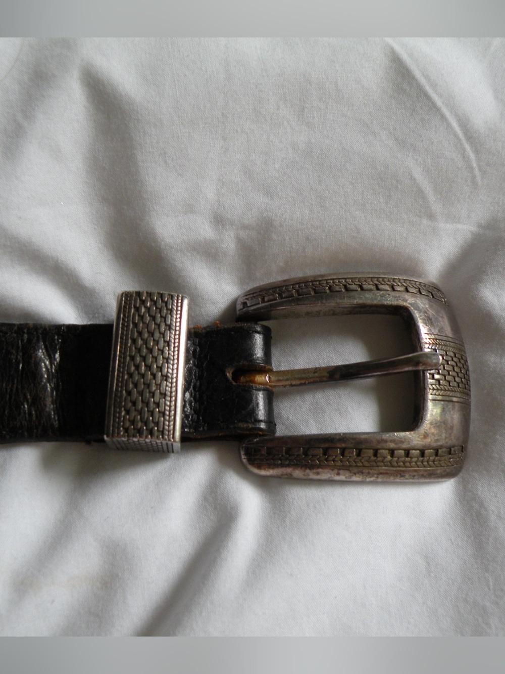 VINTAGE ONYX Black Cowboy leather belt